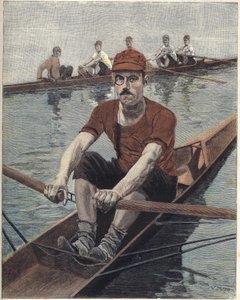 Rowing Race, in France Illustration by Luque, from French newspaper Le soleil du dimanche
