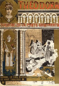 Theodora, ved Porte Saint Martin-teatret i Paris. Illustrasjon av Manuel Orazi