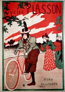 Belle Epoque: reklameplakat for sykler (sykler) Plasson. Plakat av Manuel Robbe (1872-1936) Privat samling
