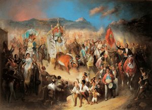 Prosesjonen til El Rocio: Tradisjonell andalusisk feiring til ære for jomfruen. Maleri av Manuel Rodriguez de Guzman (1818-1867). 1850-1900 Segovia. Riofrio-palasset. av Manuel Rodriguez de Guzman