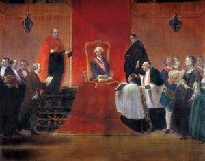 Charles III tok i besittelse av kanondømmet i Barcelona i 1759, detalj av Manuel Tramulles
