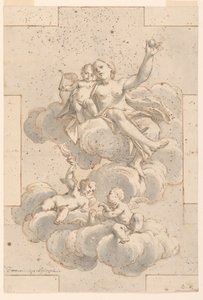 Design for et takmaleri, Venus, Amor og Putti av Marc Antonio Franceschini