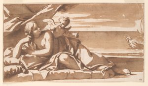Studie for et overdørsmaleri, Ariadne som ser på tilnærmingen til Bacchus