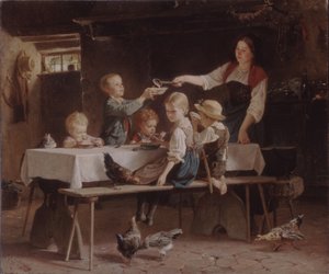Barn til lunsj, 1857 av Marc Louis Benjamin Vautier the Elder