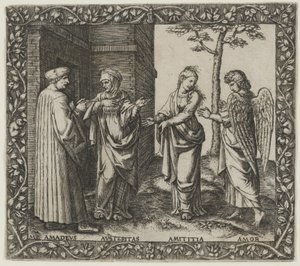 Amadeus Berruti med nøysomhet, Amititia og kjærlighet av Marcantonio Raimondi