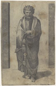 Apostelen Peter med nøkler Kristus og apostlene (serietittel) av Marcantonio Raimondi