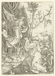 Angel dukker opp for Joachim Life of Mary (serietittel) av Marcantonio Raimondi