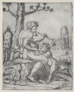 Faun og barn, ca. 1509. av Marcantonio Raimondi