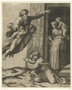 Gud viser seg for Noah etter flommen av Marcantonio Raimondi