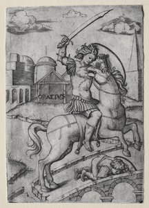 Horace Cocles forsvarer Sublician Bridge av Marcantonio Raimondi