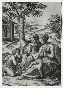 Madonna av palmetreet. av Marcantonio Raimondi