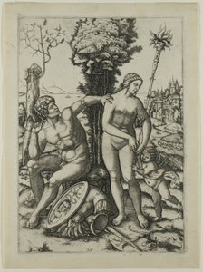 Mars, Venus og Amor av Marcantonio Raimondi