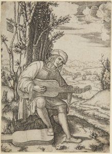 Portrett av poeten Giovanni Achillini, kalt Filoteo (Bartsch XIV/469; Delaborde 232; Passavant 276; Petrucci, nr. 1) av Marcantonio Raimondi