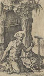 Saint Jerome kneler foran et krusifiks, fra serien 