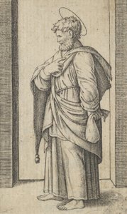 Saint Matthew, en liten sekk i venstre hånd, fra serien 