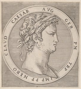 Mirror of Roman Magnificence: Nero, fra The Twelve Caesars, ca. 1500-1534., ca. 1500-1534. av Marcantonio Raimondi