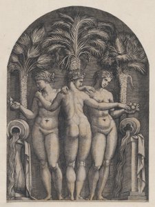 Mirror of Roman Magnificence: The Three Graces, ca. 1500-1534., ca. 1500-1534. av Marcantonio Raimondi