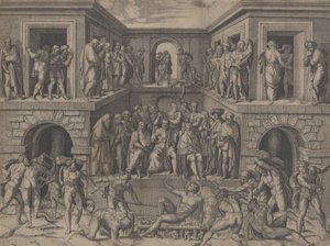 The Martyrdom of Saint Lawrence, etter Bandinelli, ca. 1520. av Marcantonio Raimondi