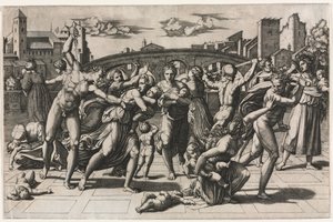 Massakren på de uskyldige uten grantreet, ca. 1513-1515. av Marcantonio Raimondi