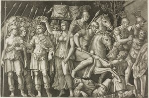 Trajan kronet av seier av Marcantonio Raimondi