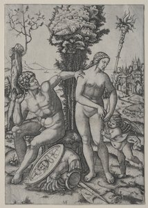 Venus, Mars og Amor, 1508. av Marcantonio Raimondi