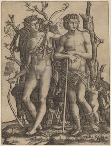 Apollo og Hyacinthus av Marcantonio Raimondi after Francesco Francia