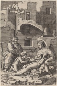 Den hellige familie med den unge døperen Johannes (The Madonna of the Long Thigh)