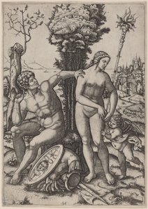 Mars, Venus og Eros av Marcantonio Raimondi possibly after Andrea Mantegna