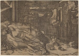 Rafaels drøm av Marcantonio Raimondi possibly after Raphael