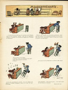 Illustrasjon av Marcel Capy (1865-1941) i Le Rire, 30/03/12 - Musicotherapie - Music, Piano av Marcel Amable O.L. Capy