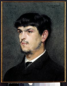 Portrett av den franske komponisten Claude Debussy (1862-1918) Maleri av svart stein og pastell av Marcel Andre Baschet (1862-1941) 1884 Dim 0,27 x 0,26 m av Marcel Andre Baschet