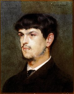 Portrett av den franske komponisten Claude Debussy (Sort stein og pastell av Marcel Andre Baschet