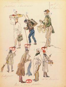 Frankrike, Paris, kostymeskisse for statister i operaen La boheme av Giacomo Puccini (1858-1924), fremføring på Paris Opera Comique, 13. juni