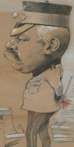 Karikatur av uidentifisert oberstløytnant av Royal Marines Light Infantry, 1893 (farget kritt på papir) av Marcel Pic