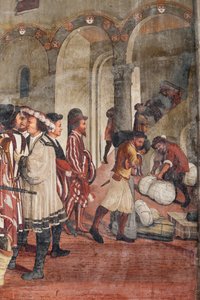 Jaktscene, detalj av besøket til Christian I av Danmark til Bartolomeo Colleoni, Hall of Honor