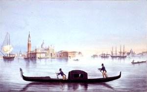 Venetiansk gondol, gravert av Brizeghel (litho) av Marco (after) Moro