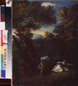 Cephalus et Procris (Cephalus og Procris). Peinture de Marcantonio Franceschini (1648-1729), huile sur toile. Italiensk kunst (Bologna)