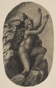 Eurydike naken stående på en stein, armene hevet til høyre, ca. 1515-27.