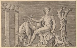 Mirror of Roman Magnificence: Apollo Tending the Flocks of Admetus, 1500-tallet. av Marco Dente