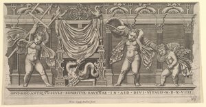 Mirror of Roman Magnificence: Bas-Relief with Three Cupids, 1519. av Marco Dente