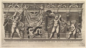 The Mirror of Roman Magnificence: Bas-Relief with Three Cupids, 1519 av Marco Dente