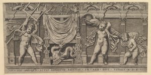The Mirror of Roman Magnificence: Bas-Relief with Three Cupids, 1519 av Marco Dente