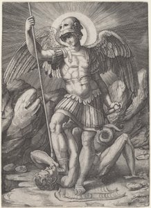 Saint Michael av Marco Dente after Raphael