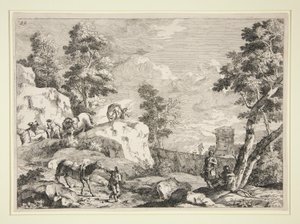 Landskap med fire ryttere av Marco Ricci