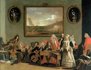 Repetisjon av en opera, sies å være Pyrrhus og Demetrius, holdt i øvingsrommet på Haymarket Theatre, 1709