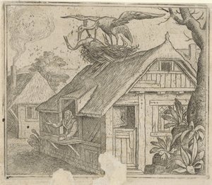 Fabel om storker og deres religion av Marcus Gheeraerts (I) (attributed to)
