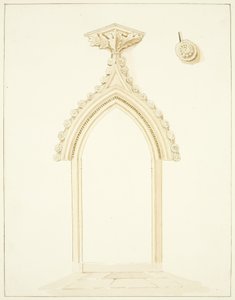 Døråpning til Vestry Room of Bristol Cathedral (blyant og akvarell på papir) av Marcus H. Homes