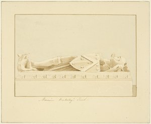 Effigy of Maurice, 7th Earl of Berkeley, i Bristol Cathedral (blyant og akvarell på papir) av Marcus H. Homes