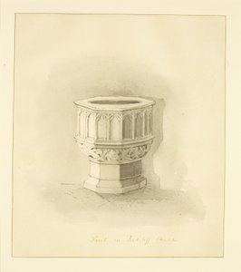 Font i Redcliffe Church (blyant og akvarell på papir) av Marcus H. Homes