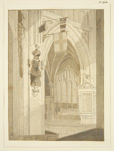 Penns Monument, bannere, etc., i St Mary Redcliffe (blyant og akvarell på papir)
